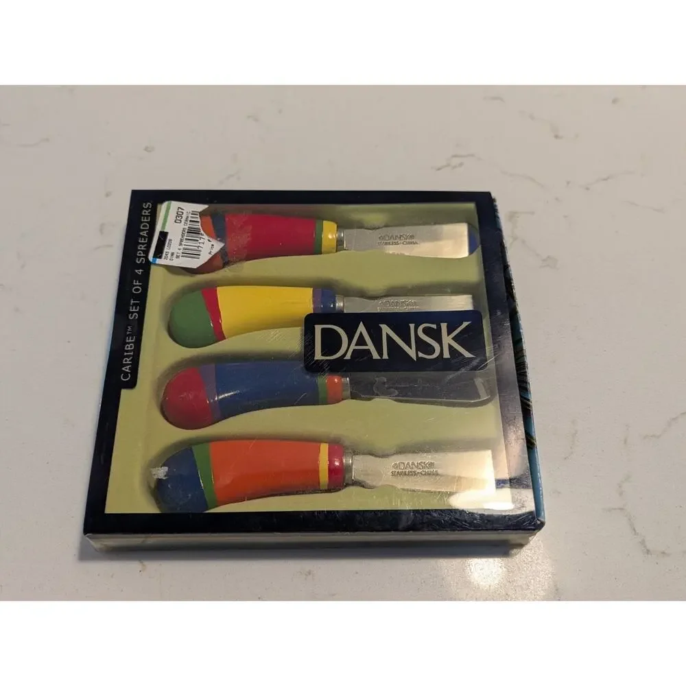 Dansk Caribe Set Of 4 Spreaders Ceramic Handles Colorful Party